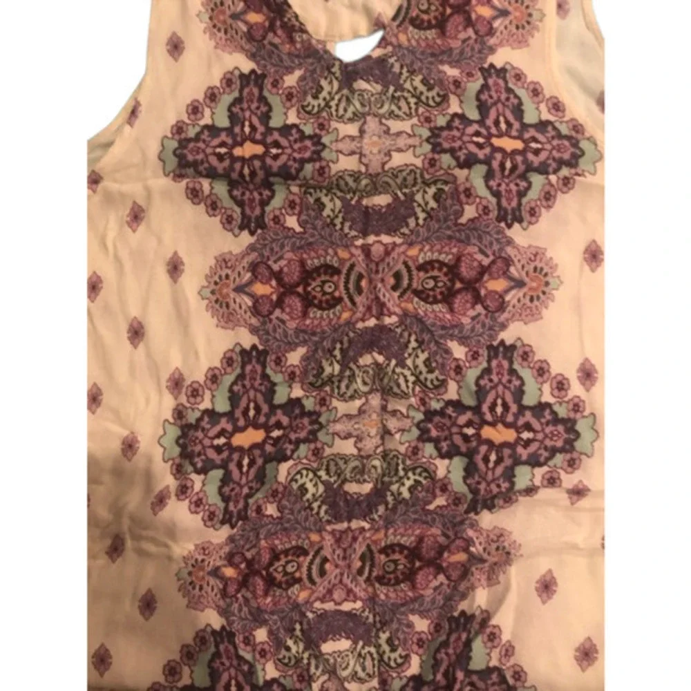 TAYLOR & SAGE High-Neck Keyhole Woven Tank Boho Festival Print Sleeveless - Picture 8 of 10